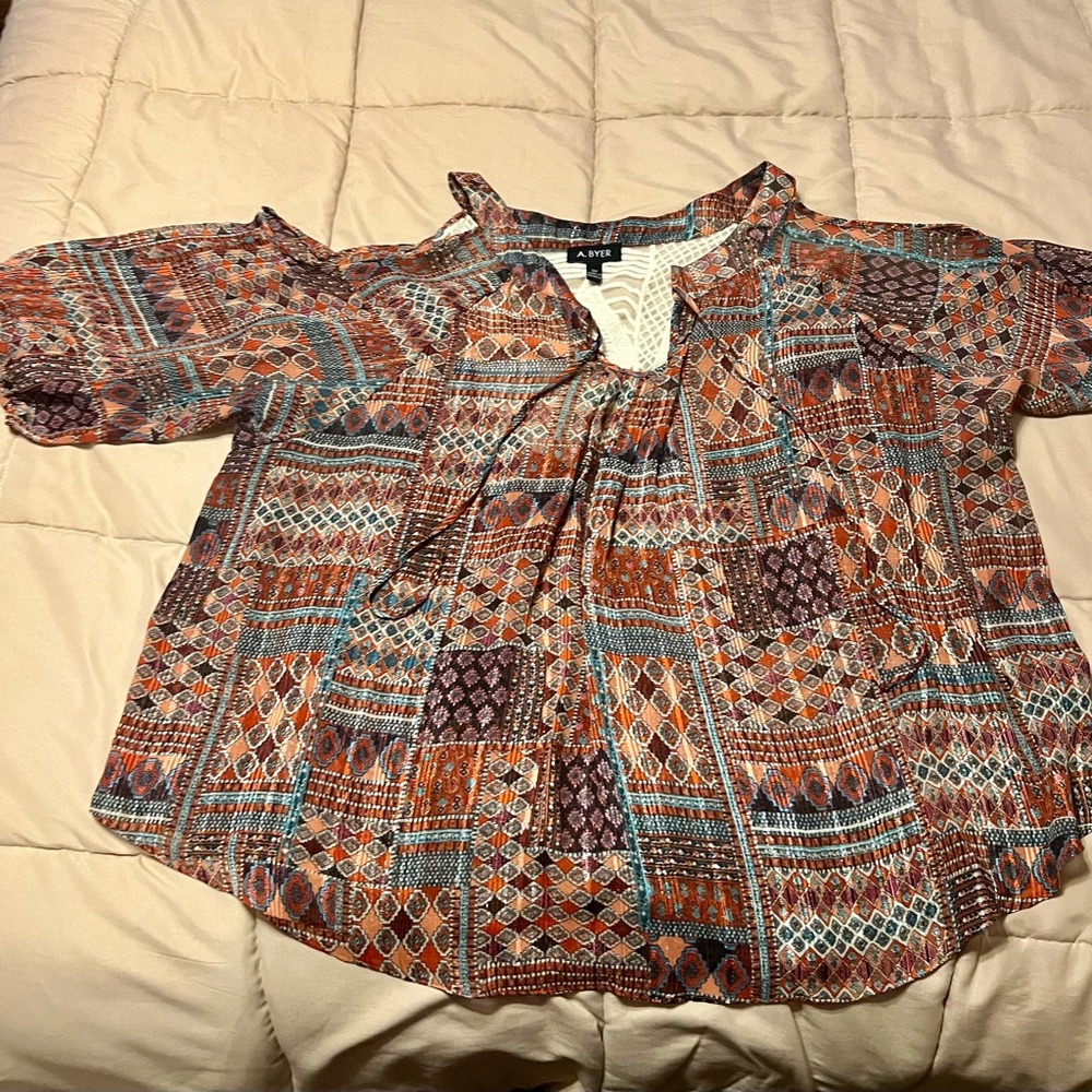 A. Byer Multicolor Geometric Women's Blouse